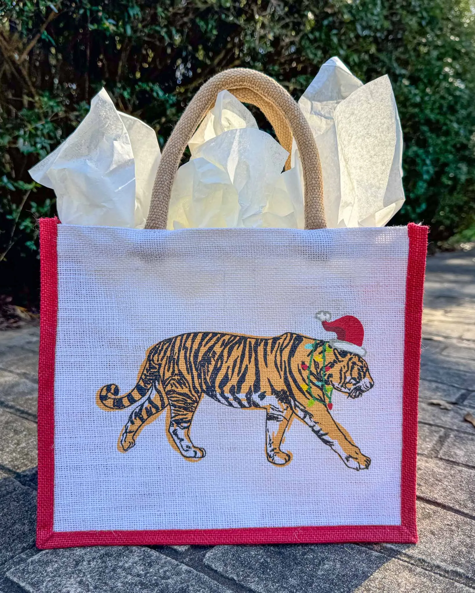 Christmas Tiger Gift Tote - Red