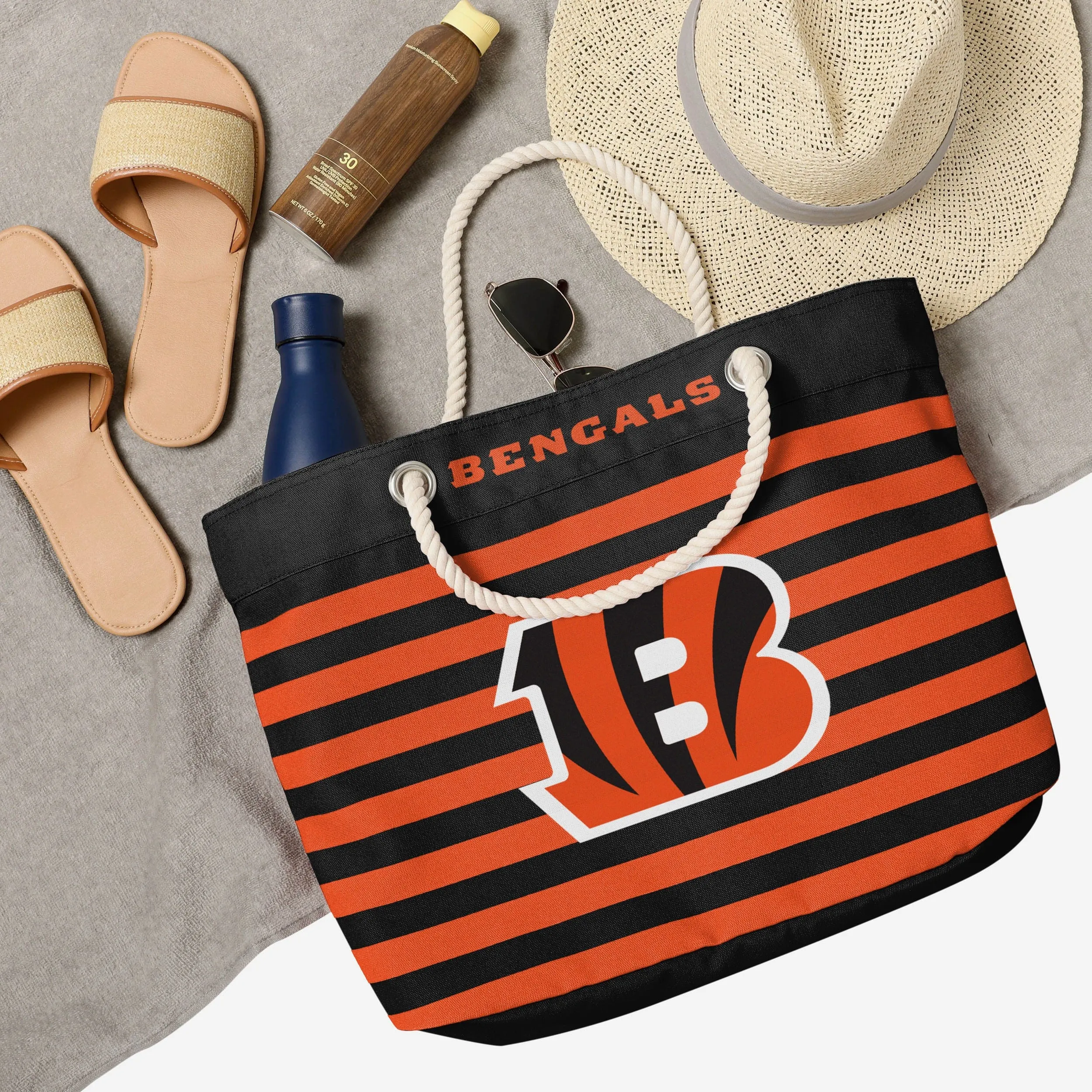 Cincinnati Bengals Nautical Stripe Tote Bag