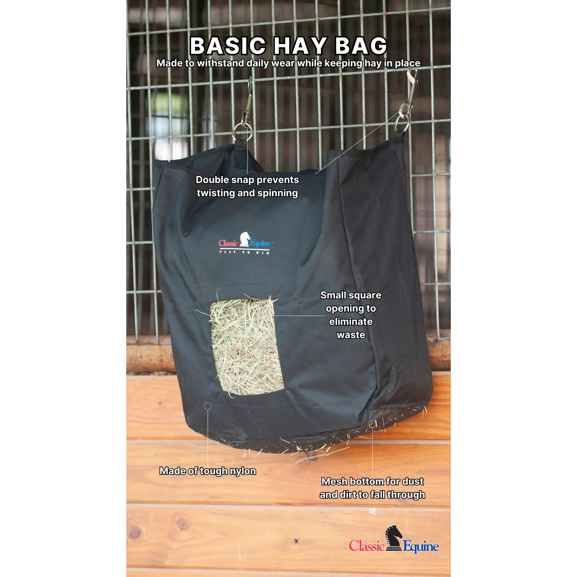 Classic Equine Basic Hay Bag-Black