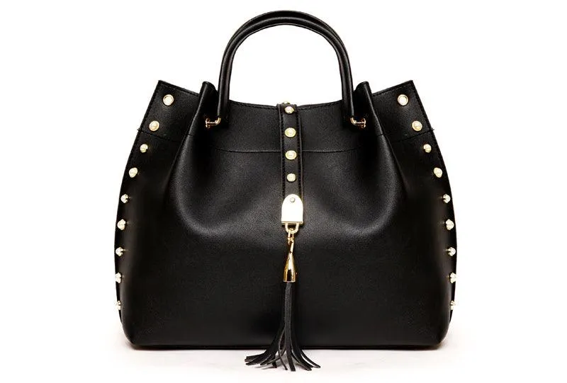 Classy Leather Luxury Design 3pcs Woman Red Wine Handbag
