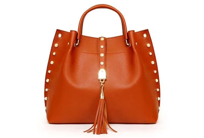 Classy Leather Luxury Design 3pcs Woman Red Wine Handbag