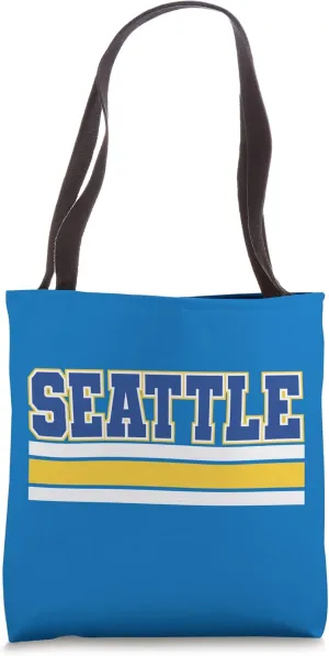 Classy Seattle Yellow/Blue Traditional Seattle Fun Throwback Tote Bag