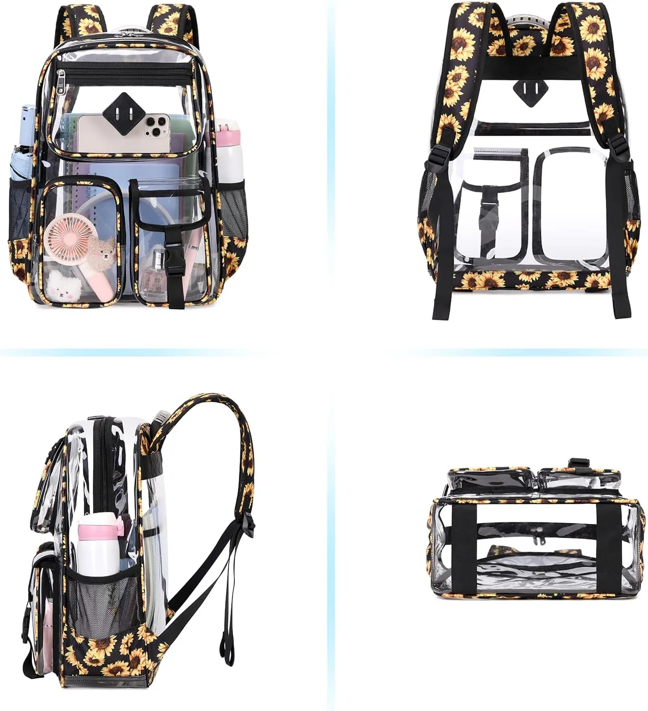 Clear Backpack for School,Heavy Duty PVC Transparent Bookbag for Girls Stadium Approved See Through Backpack