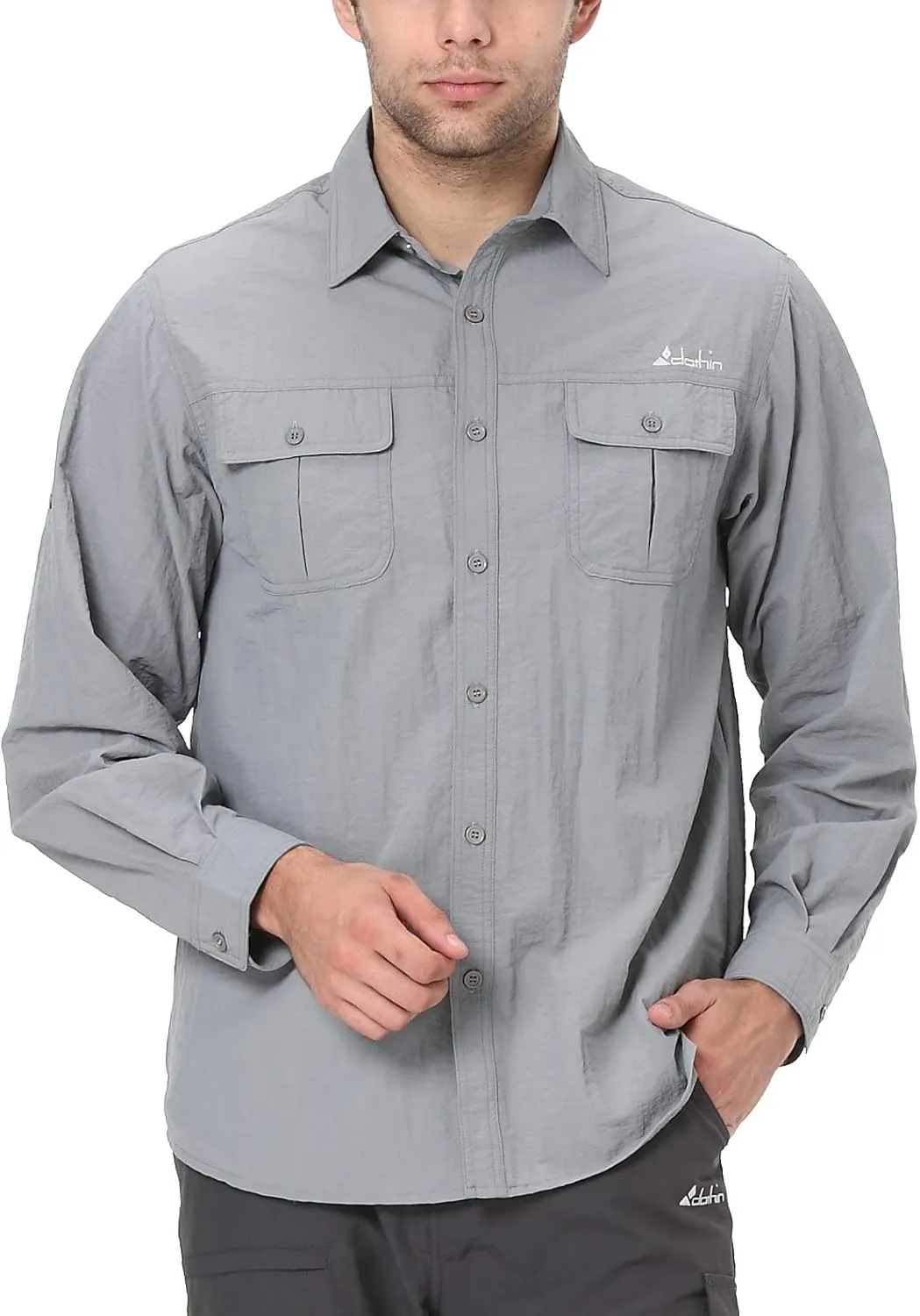 clothin Men's Long Sleeve Fishing Vented Shirt - Quick-Dry Roll-Up Lightweight Cooling Outdoor