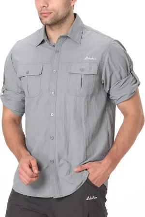 clothin Men's Long Sleeve Fishing Vented Shirt - Quick-Dry Roll-Up Lightweight Cooling Outdoor