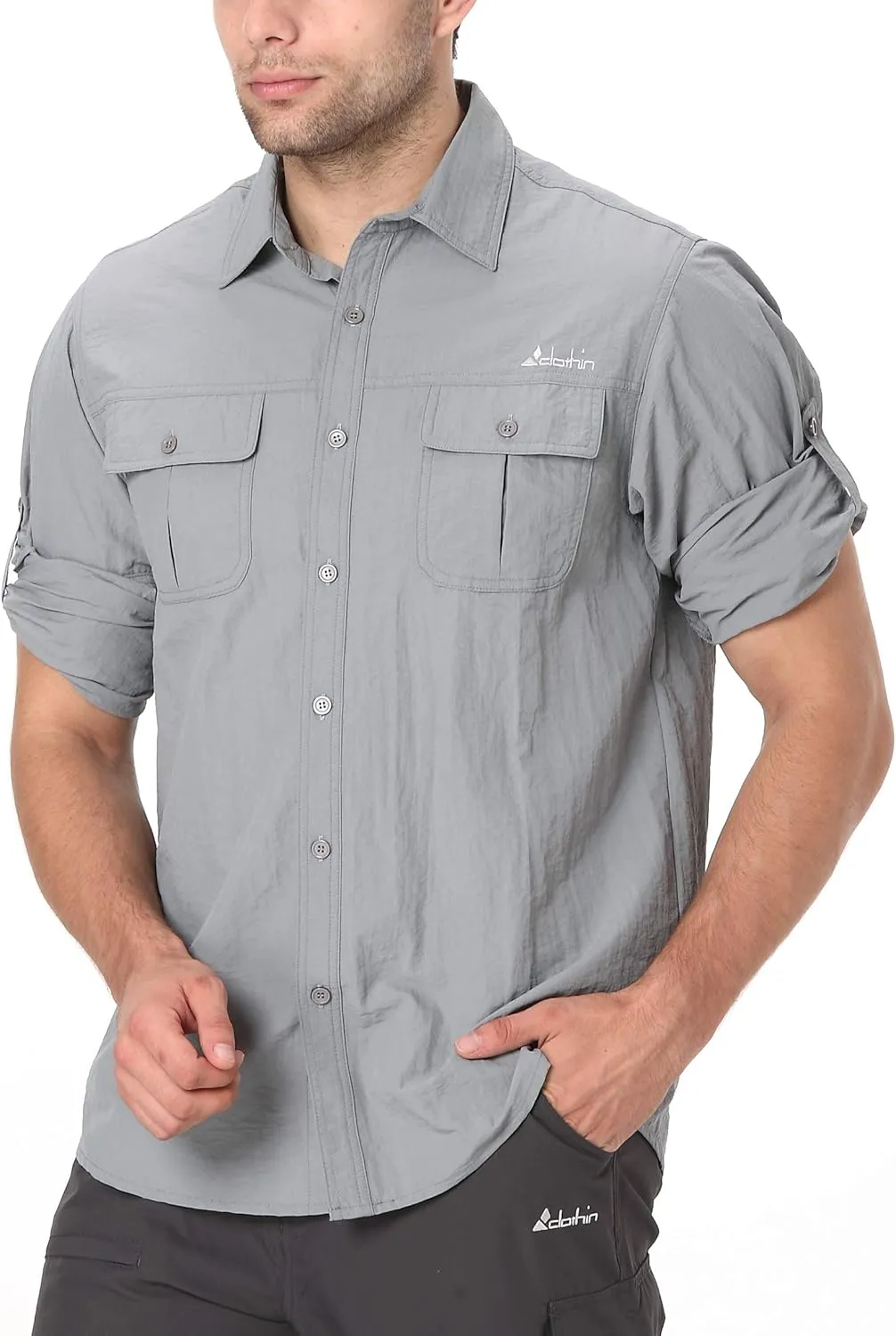 clothin Men's Long Sleeve Fishing Vented Shirt - Quick-Dry Roll-Up Lightweight Cooling Outdoor