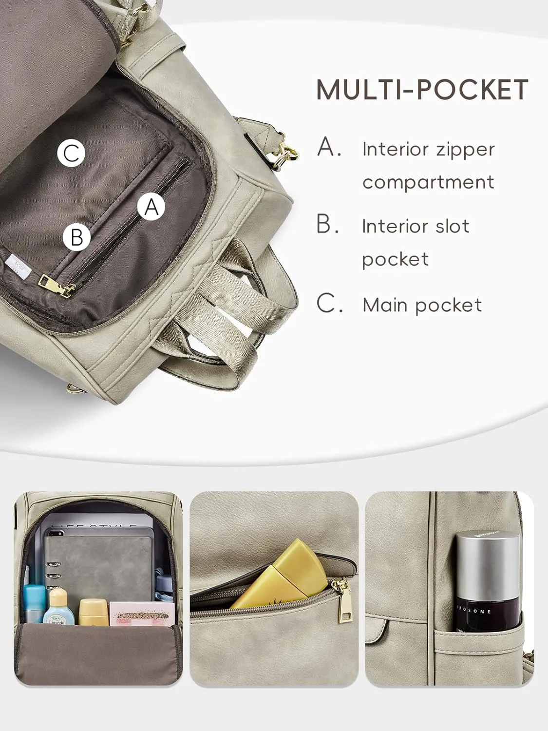 CLUCI Womens Backpack Purse Leather Anti-theft Large Fashion Designer Travel Bag Ladies Shoulder Bags
