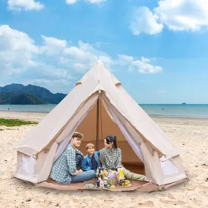 CNCEST 3m Bell Tent, Polyester Cotton Four Seasons Family Camping Bell Tent, Waterproof Resistance to 4-5 Wind Luxury Luxury Camping Tent, for Camping Hiking Hunting Trips