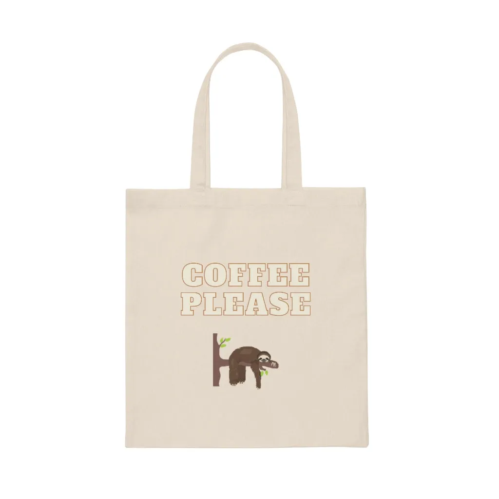 Coffee Please Sloth Reuseable Tote Bag
