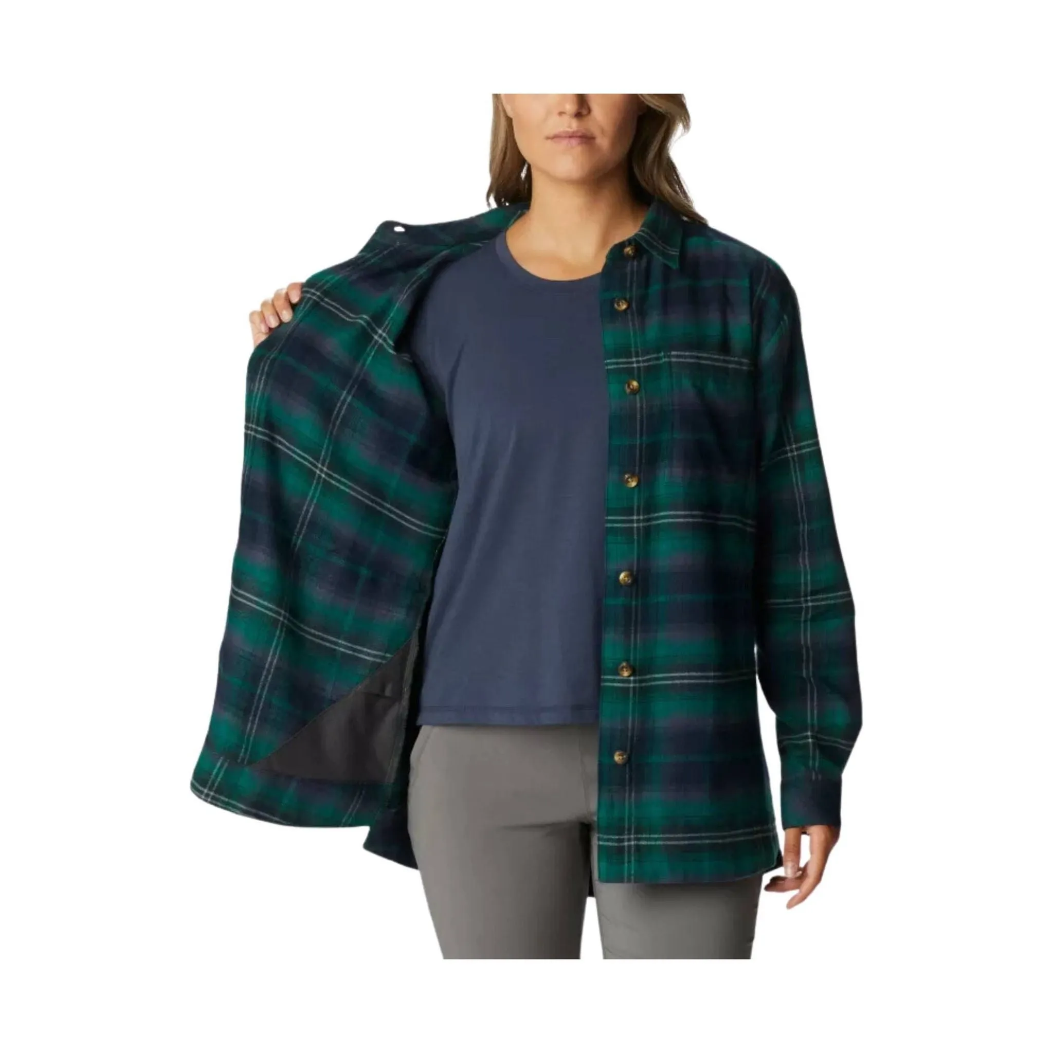 Columbia Women's Holly Hideaway Flannel Shirt - Spruce Multi FINAL SALE
