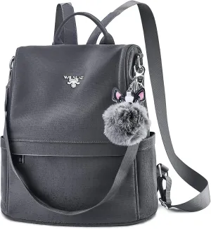 CONRUSER Women Backpack Purse, Waterproof Leather Anti-theft Backpack Large Designer Travel Bag Fashion Ladies Shoulder Bags (Grey)