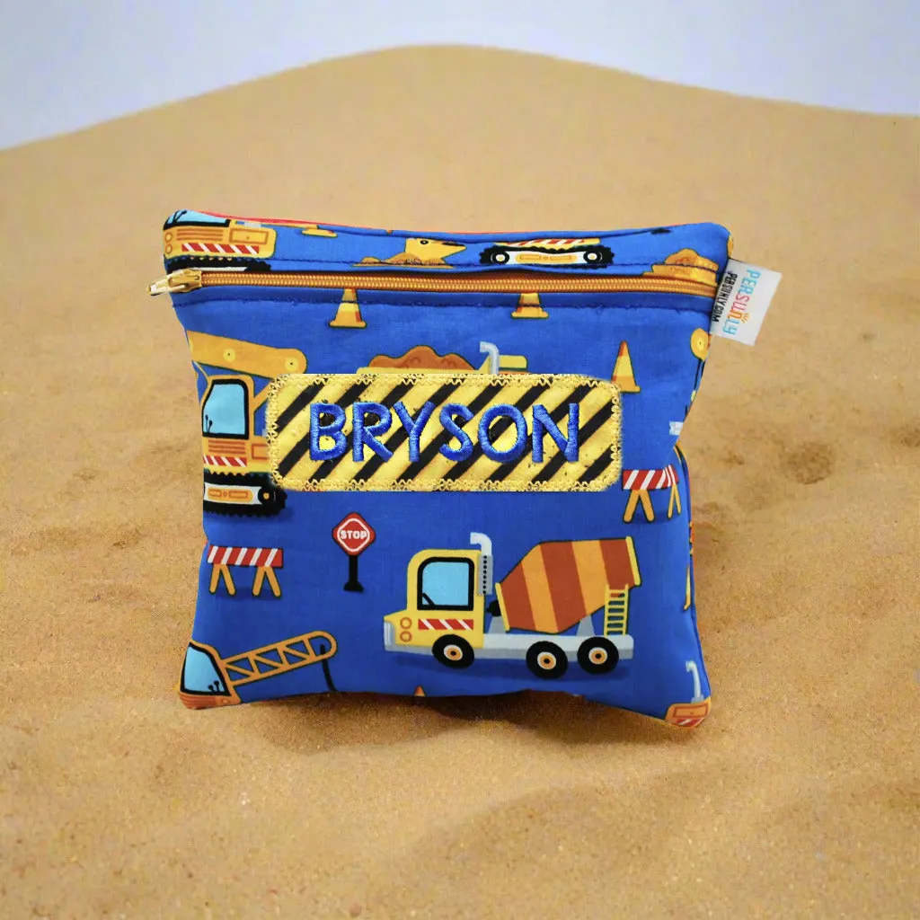 Construction Vehicles Personalized Reusable Food Bag