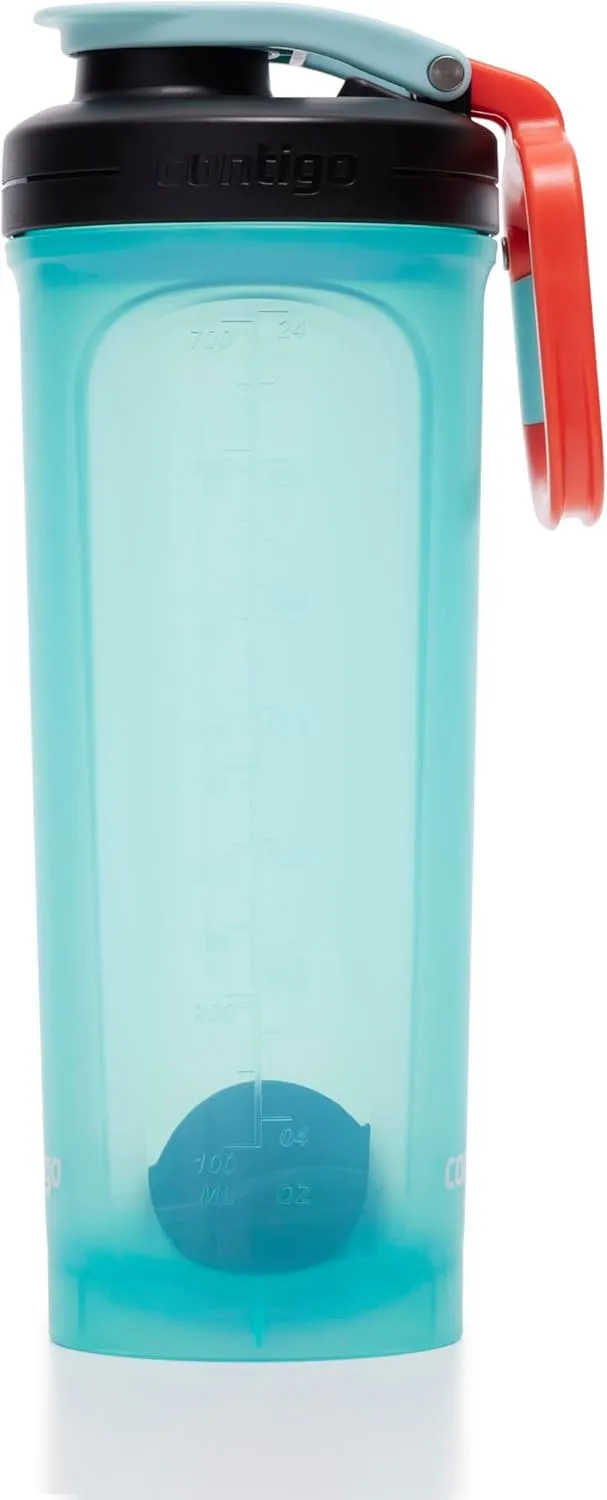 Contigo Shake & Go 2.0 Protein Shaker Bottle with Mixer Ball | Large BPA Free Blender | Ideal for Protein Powder, Nutrition Shakes or Smoothies | Leak Proof Sports Bottle | Bubble Tea | 820 ml