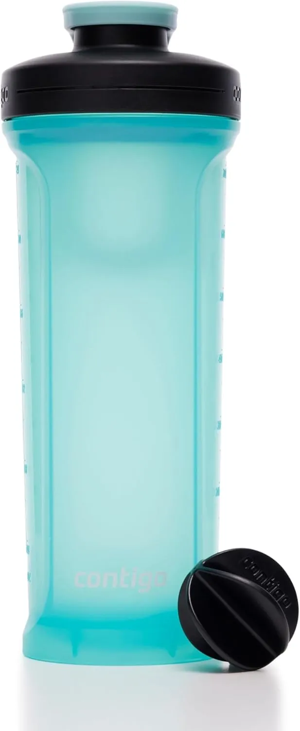 Contigo Shake & Go 2.0 Protein Shaker Bottle with Mixer Ball | Large BPA Free Blender | Ideal for Protein Powder, Nutrition Shakes or Smoothies | Leak Proof Sports Bottle | Bubble Tea | 820 ml
