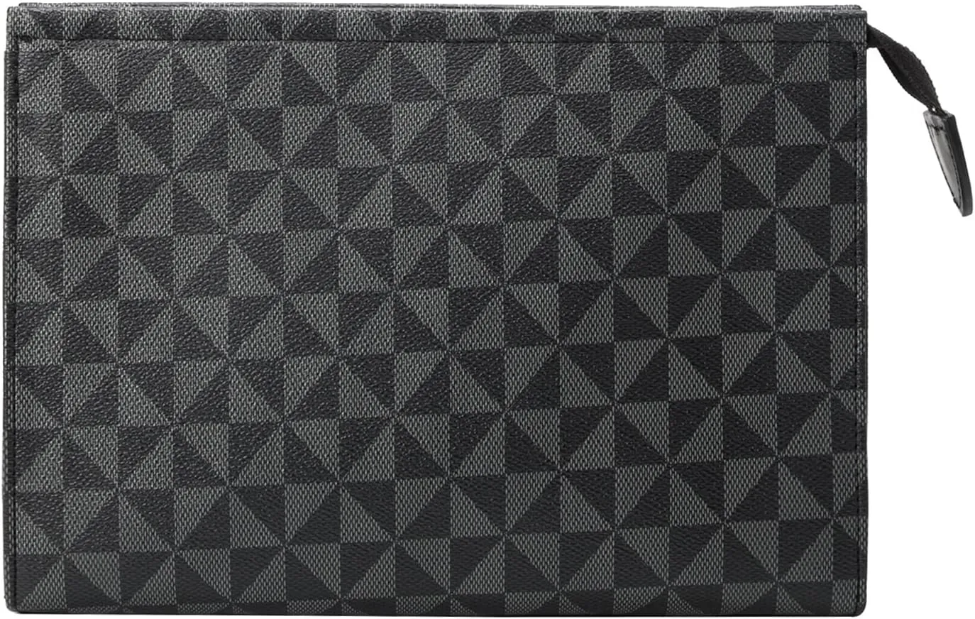 Cosmetic Makeup Bag for Women, PU Travel Pouch Designer Trendy Purse Clutch Luxury Bag Accessories (Black)