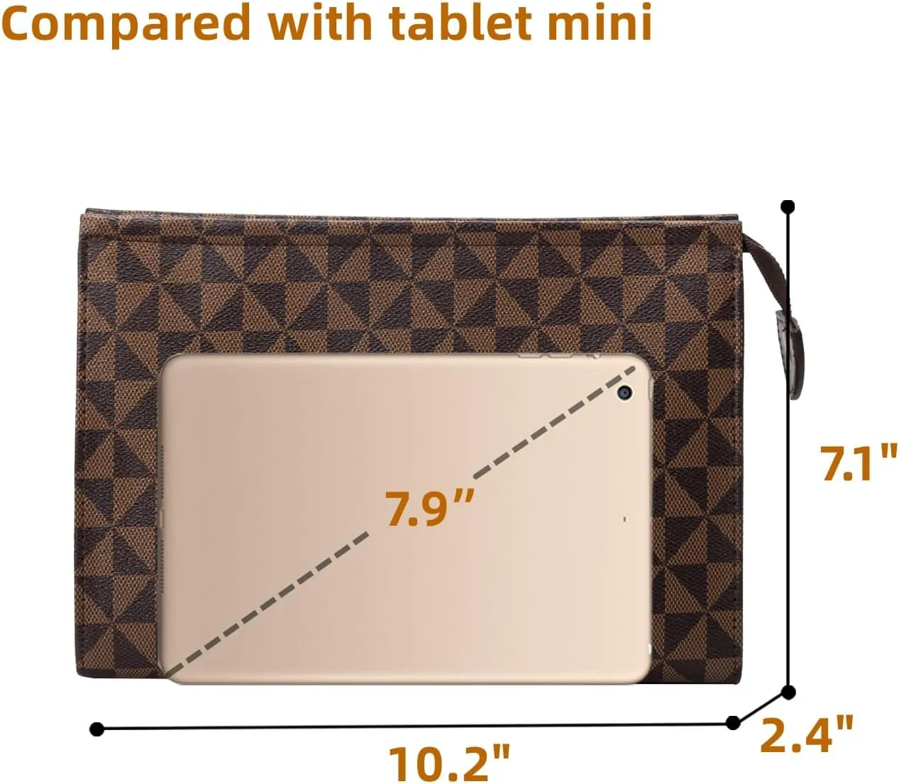 Cosmetic Makeup Bag for Women, PU Travel Pouch Designer Trendy Purse Clutch Luxury Bag Accessories (Brown)