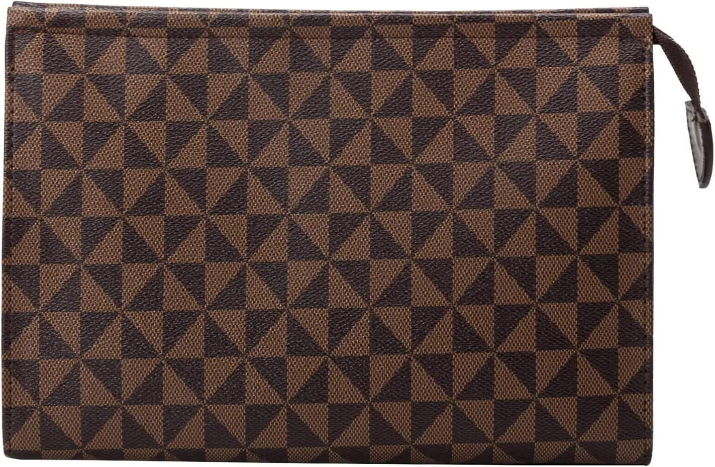 Cosmetic Makeup Bag for Women, PU Travel Pouch Designer Trendy Purse Clutch Luxury Bag Accessories (Brown)