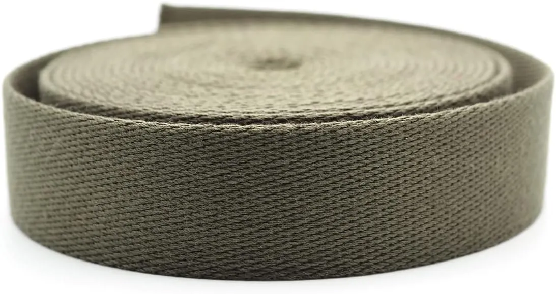 CRAFTMEMORE Heavy Cotton Webbing - Straps for Arts and Crafts, Luxury Bag Strap High Density Webbing (1 Inch x 50 Yards, Olive Drab)