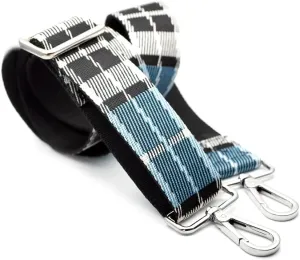 CRAFTMEMORE Wide Shoulder Strap Tartan Plaid Adjustable Bag Handle Crossbody Nylon Belt Replacement (Blue JK06)
