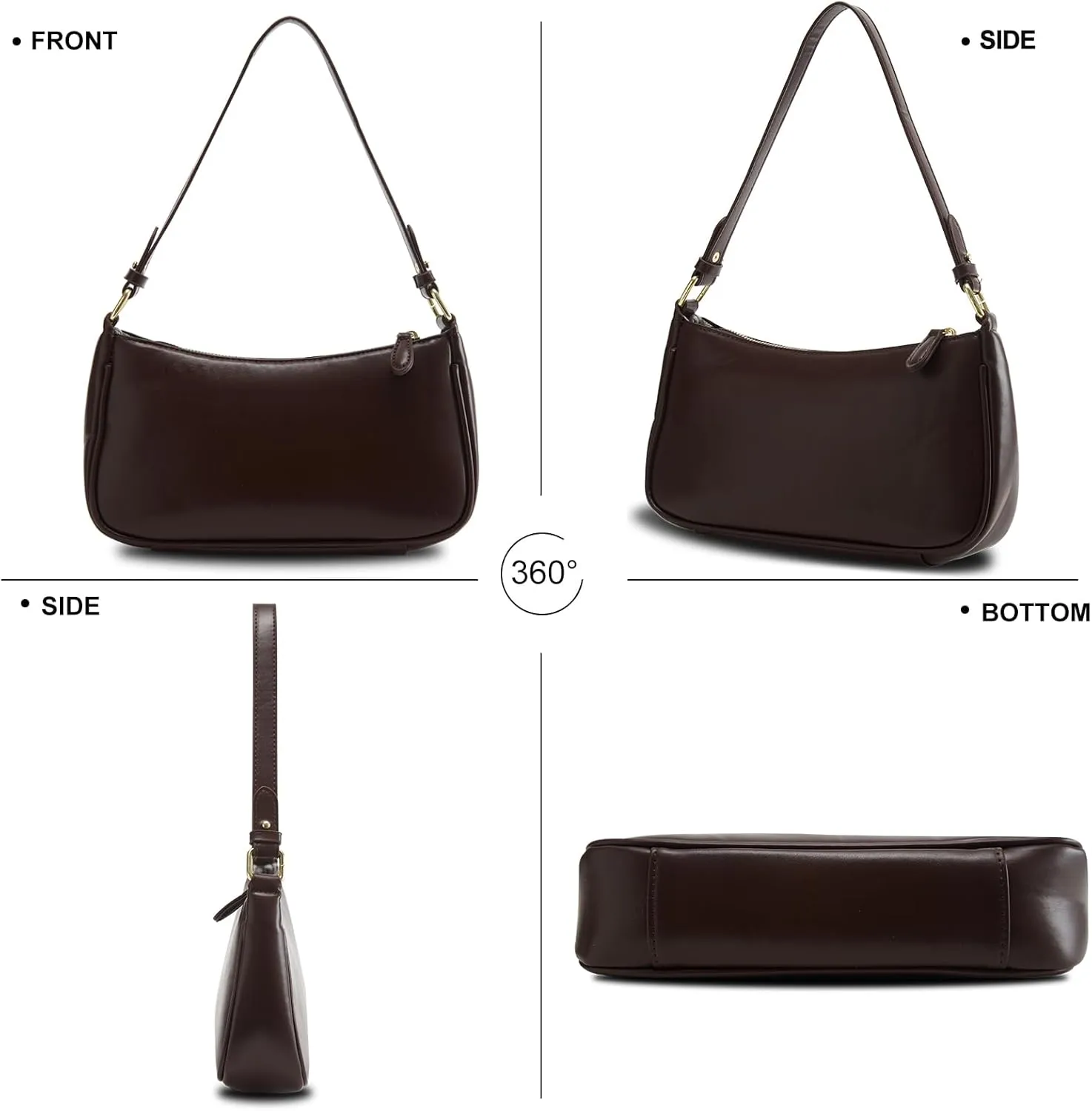 Crescent Shoulder Bag for Women Trendy Tote Handbag Purse Vegan Leather Clutch Handbag with 2 Removable Straps