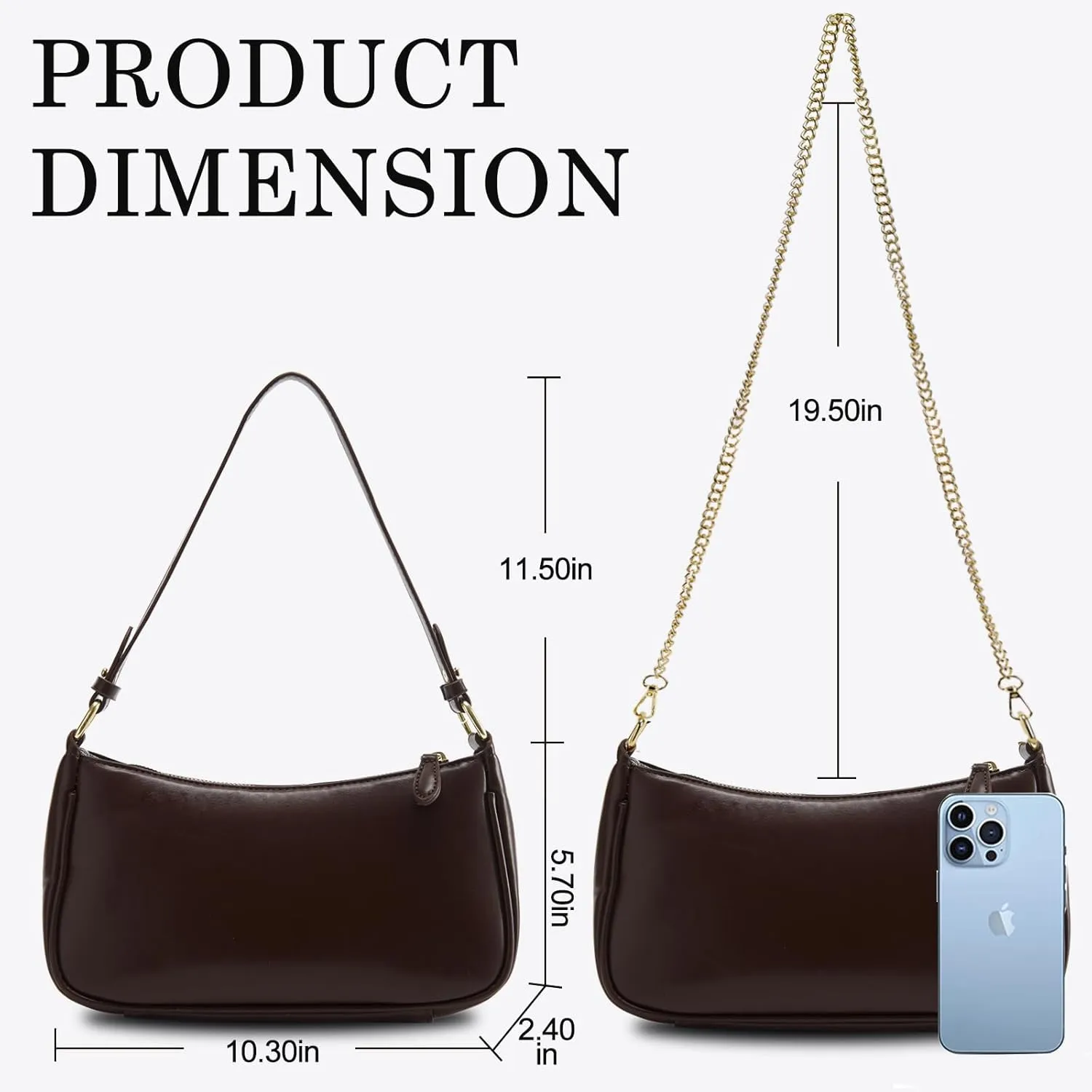 Crescent Shoulder Bag for Women Trendy Tote Handbag Purse Vegan Leather Clutch Handbag with 2 Removable Straps