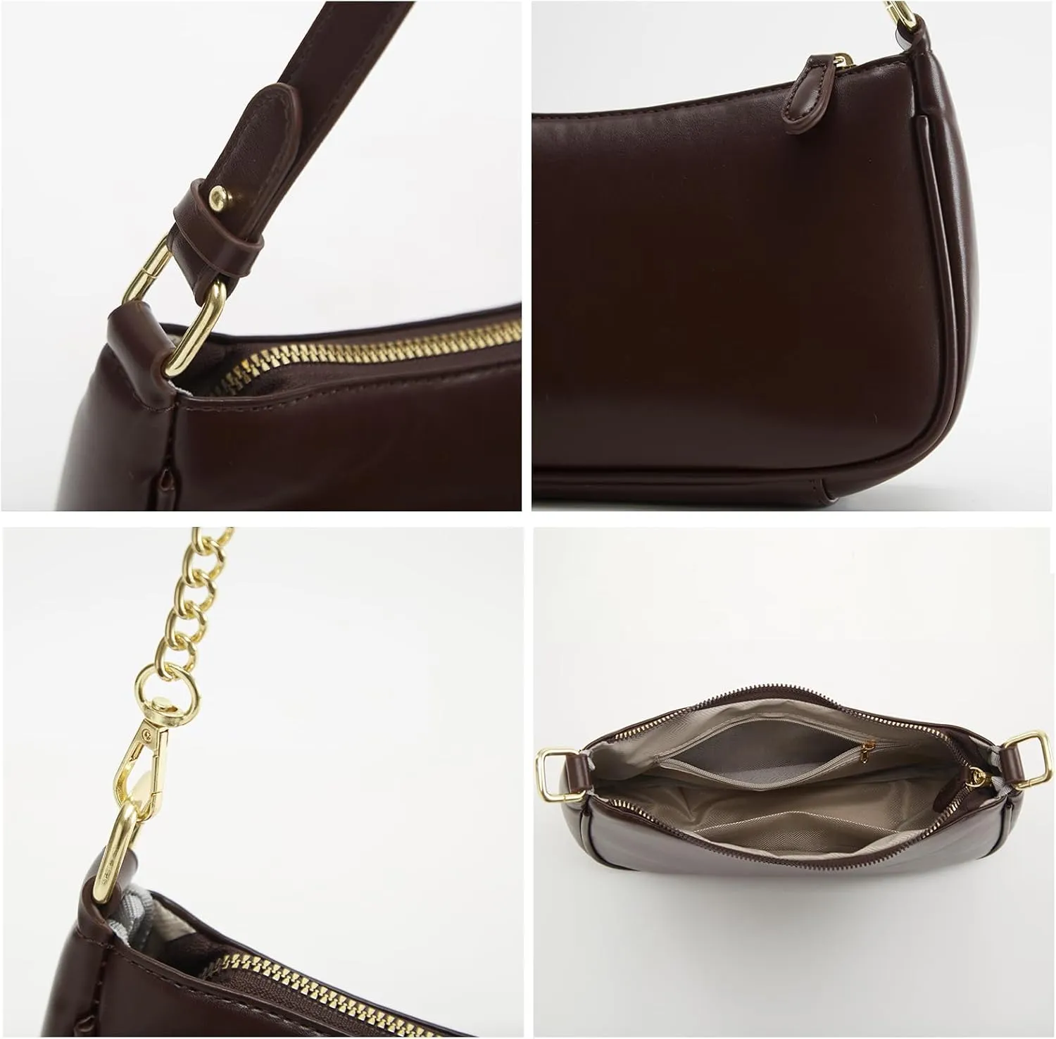 Crescent Shoulder Bag for Women Trendy Tote Handbag Purse Vegan Leather Clutch Handbag with 2 Removable Straps