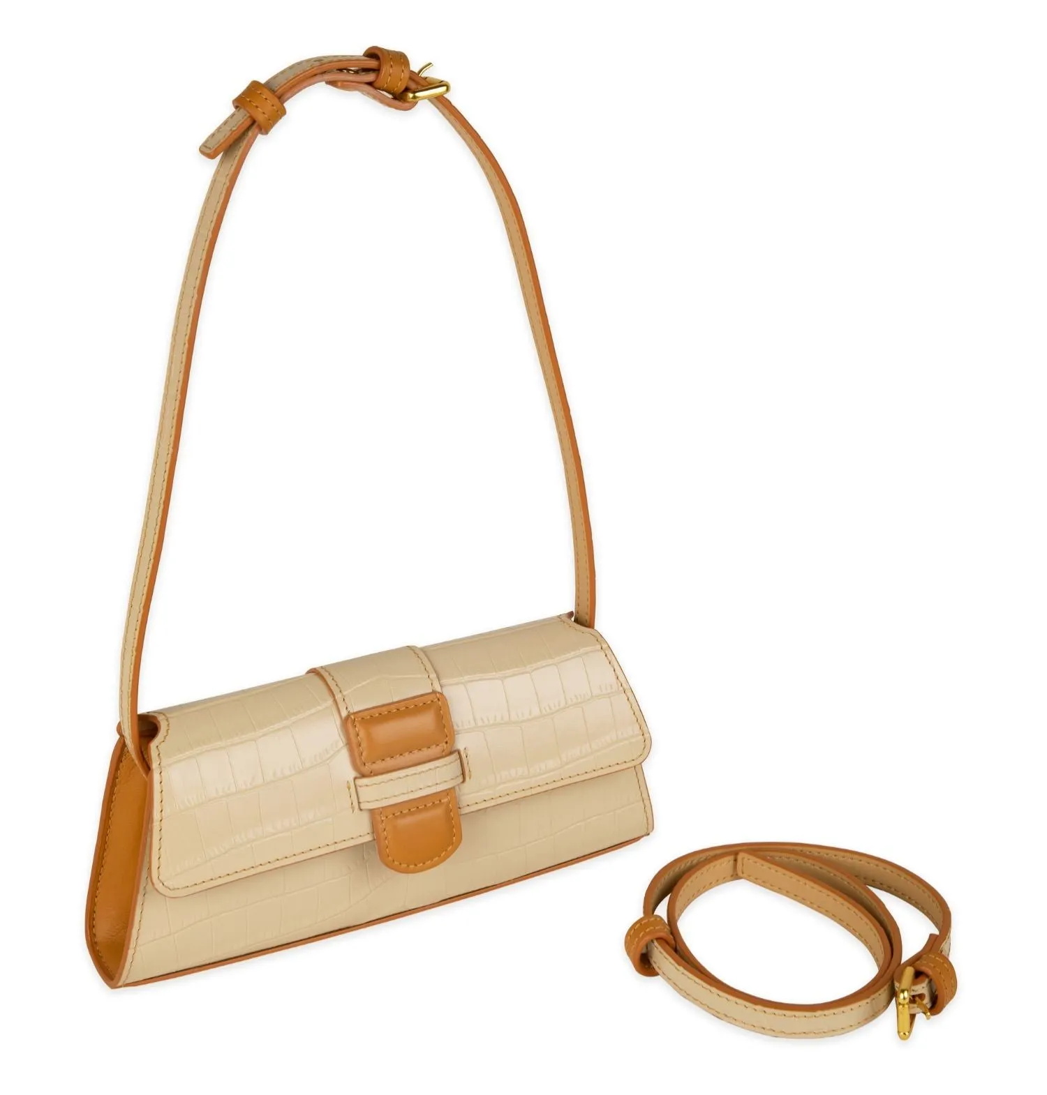 Crocodile Embossed Calf Leather Bag