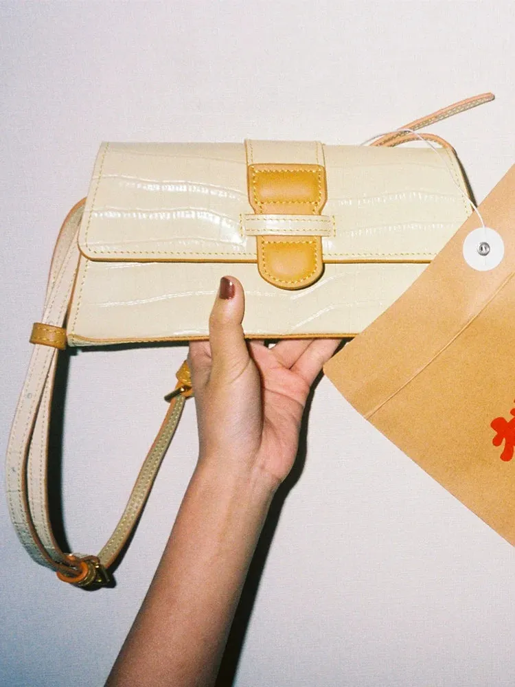 Crocodile Embossed Calf Leather Bag