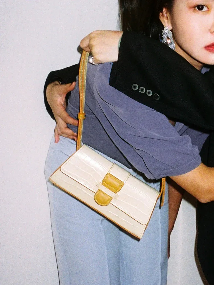 Crocodile Embossed Calf Leather Bag