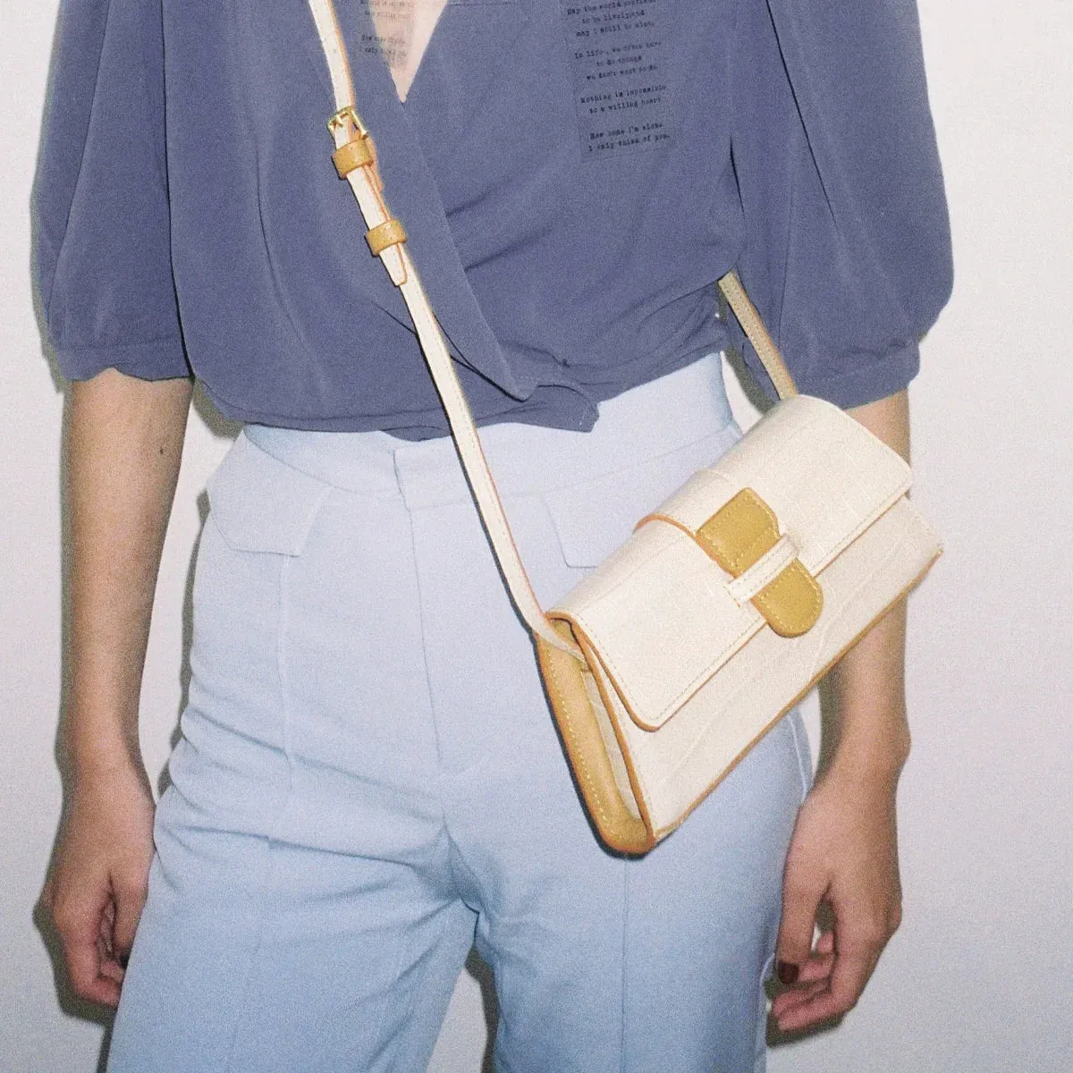 Crocodile Embossed Calf Leather Bag