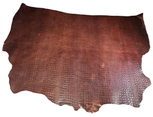 Crocodile  Embossed Veg Tan Leather - Beautiful Brown