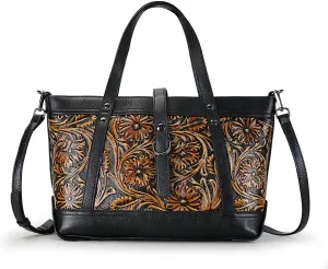 Crossbody Bag for Women Genuine Leather Top Handle Tote Purses Vintage Satchels Handbag