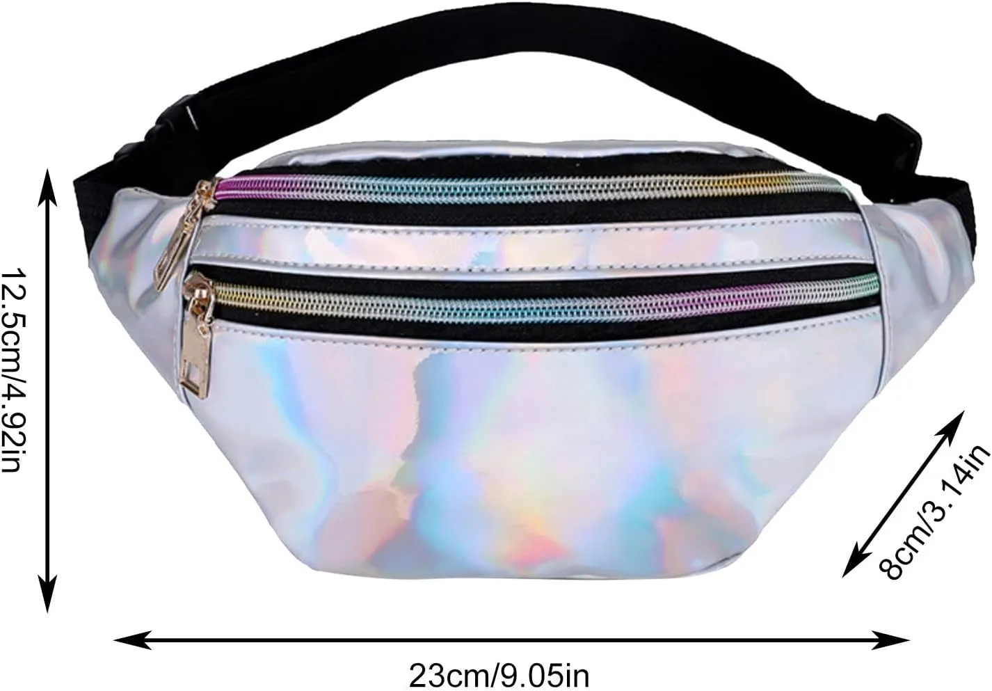 Crossbody Bags for Women Men Waist Bag Men And Women Shiny PU Waist Bag Functional Color Single (Blue, One Size)