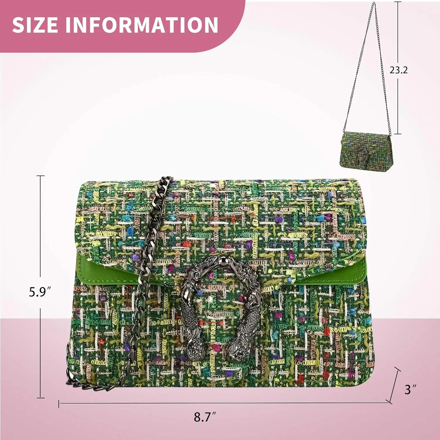 Crossbody Bags for Women Small Handbag Purse Trendy Shoulder Bag Clutch Evening Bag Quilted Satchels, with Chain Strap