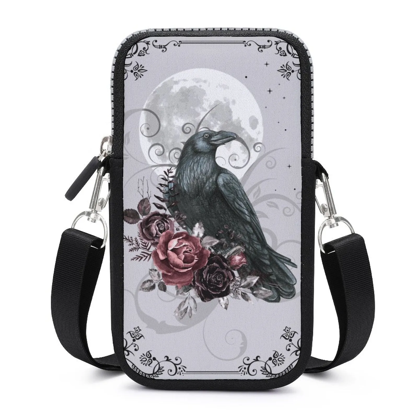 Crow Tarot Cell Phone Crossbody Pouch, A Witchcore Accessory Phone Purse, Personalized witchy bag makes a wonderful holiday gift idea!