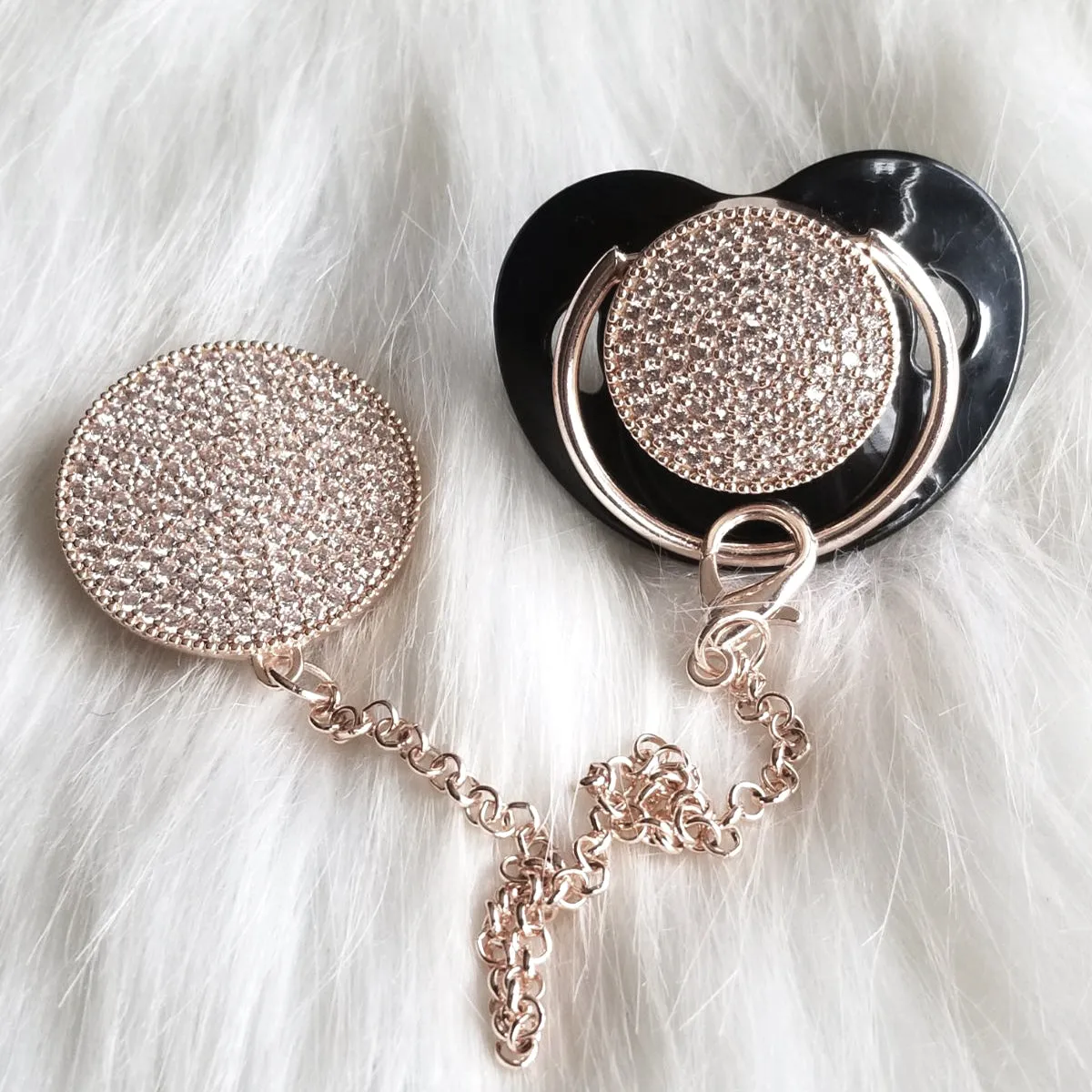 Crystals Bling Baby Blank Crystal Pacifier and Clip