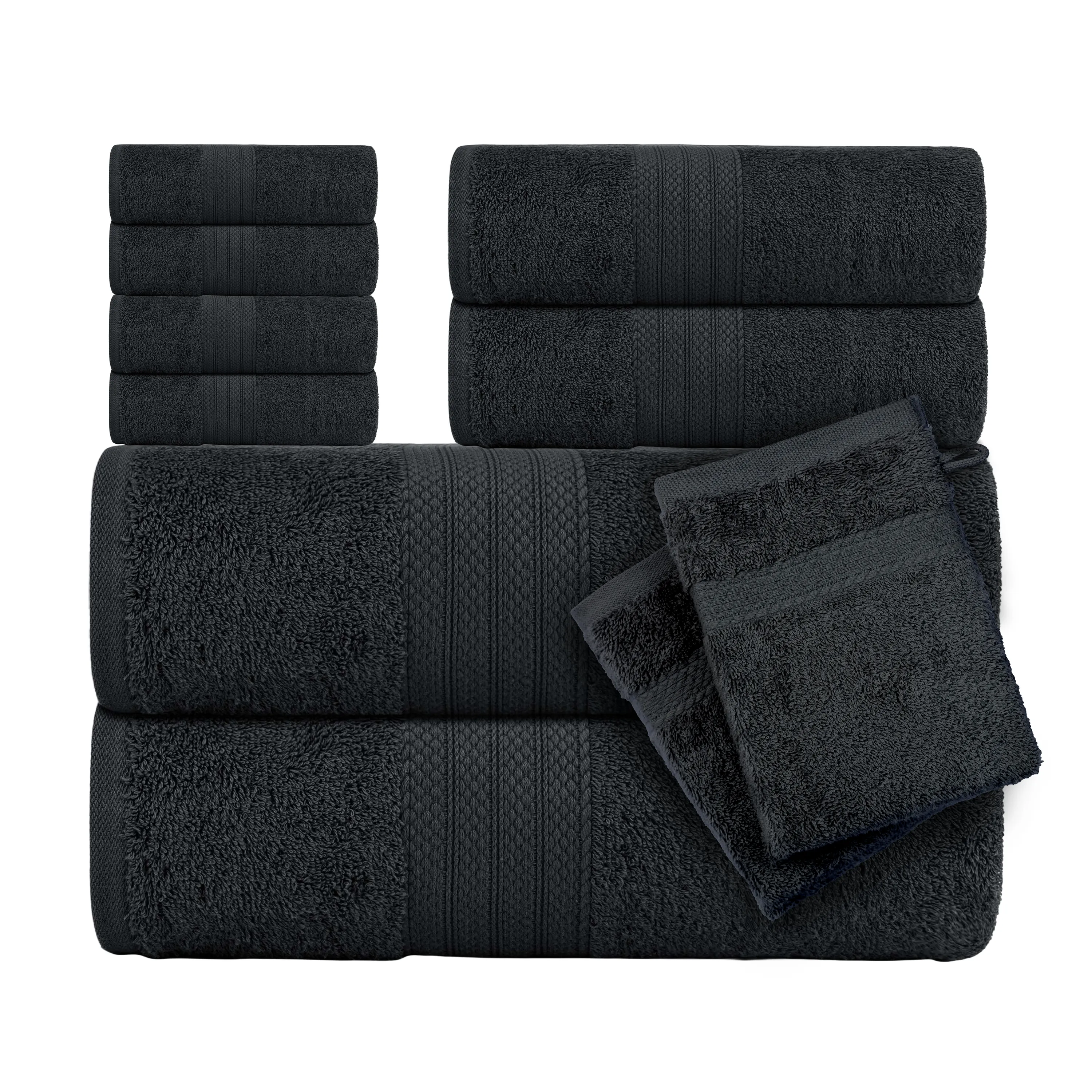 CTL® 8 Piece Towel Set 500 GSM - 2 Bath Towels, 2 Hand Towels and 4 Washcloths & 2 Wash Gloves Free