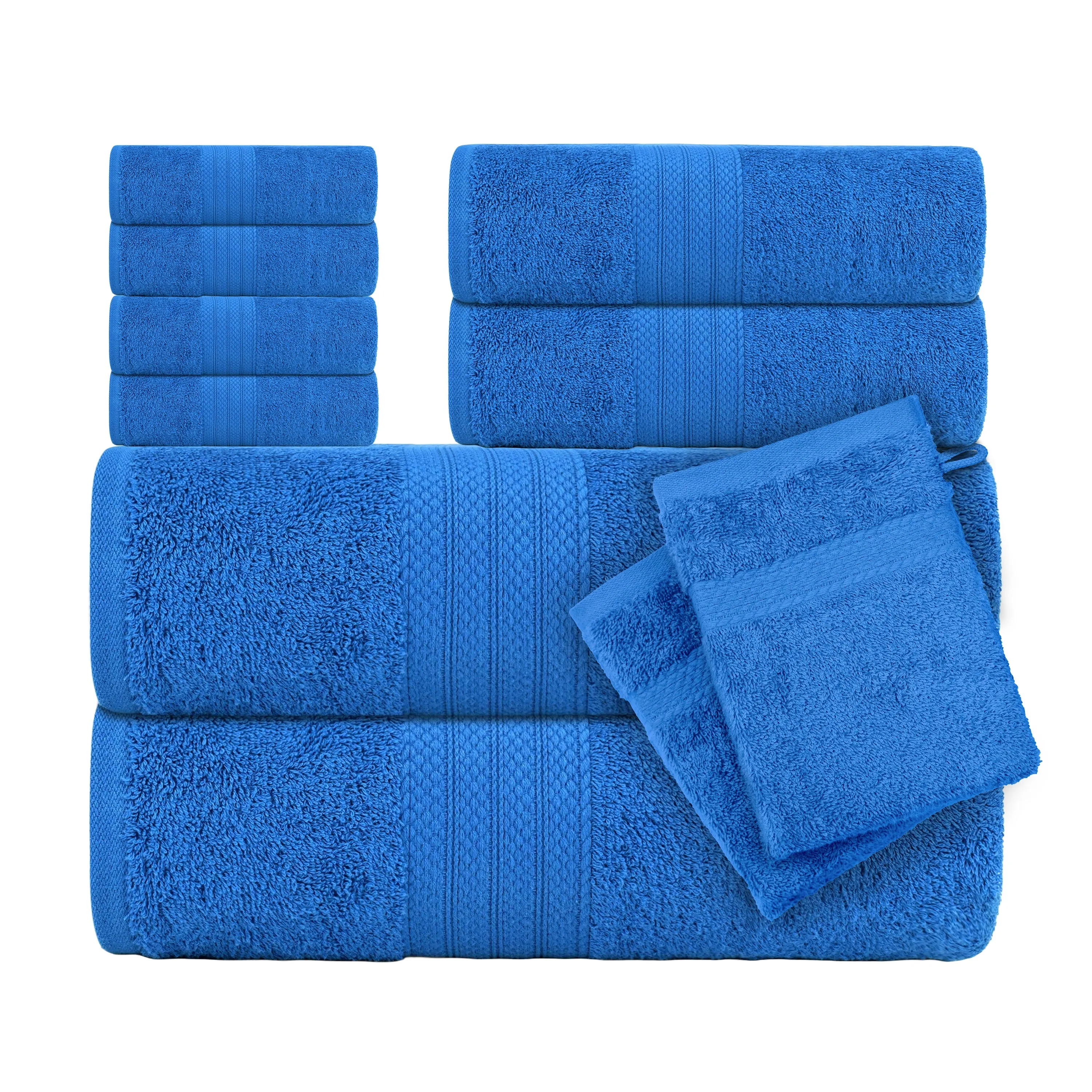 CTL® 8 Piece Towel Set 500 GSM - 2 Bath Towels, 2 Hand Towels and 4 Washcloths & 2 Wash Gloves Free
