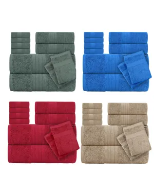 CTL® 8 Piece Towel Set 500 GSM - 2 Bath Towels, 2 Hand Towels and 4 Washcloths & 2 Wash Gloves Free