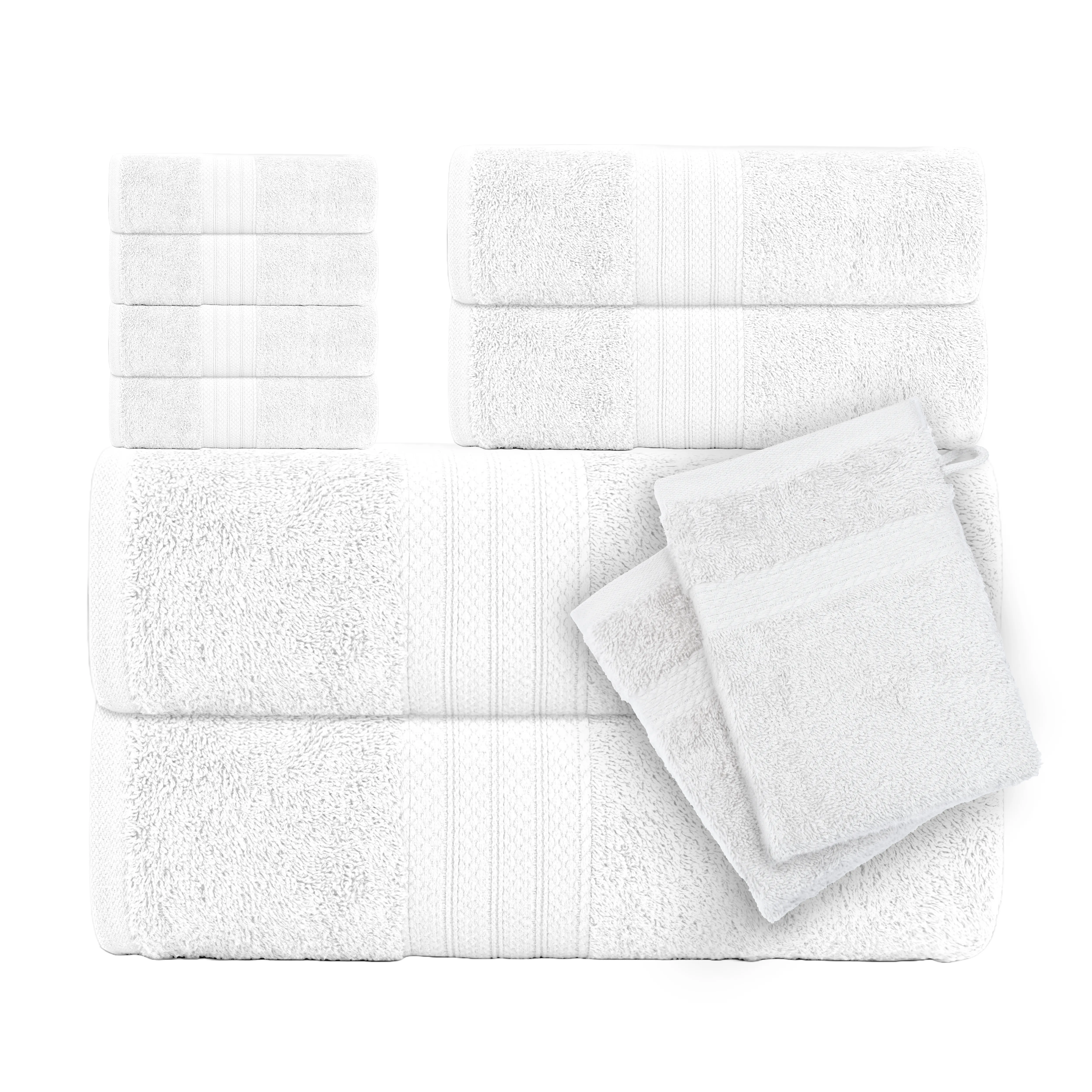 CTL® 8 Piece Towel Set 500 GSM - 2 Bath Towels, 2 Hand Towels and 4 Washcloths & 2 Wash Gloves Free