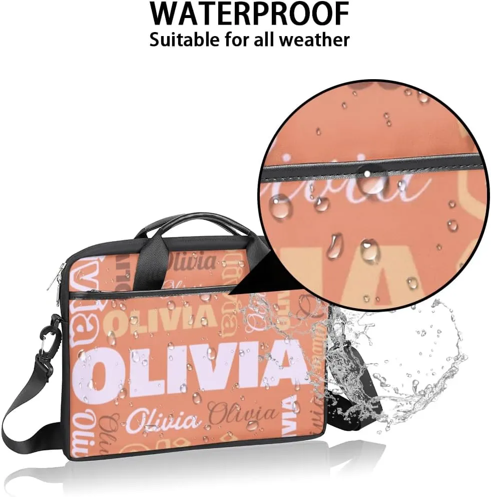 Custom Laptop Bag 15 Inch with Name Personalized Laptop Shoulder Bag Case Briefcases for Women Men - Black