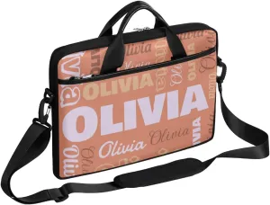 Custom Laptop Bag 15 Inch with Name Personalized Laptop Shoulder Bag Case Briefcases for Women Men - Black