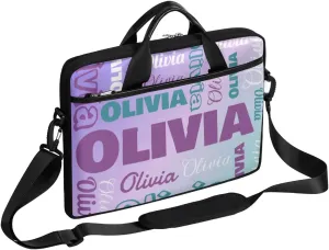 Custom Laptop Bag 15 Inch with Name Personalized Laptop Shoulder Bag Case Briefcases for Women Men - Black