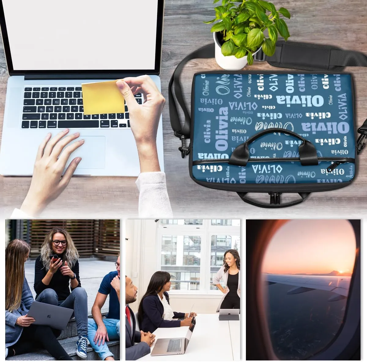 Custom Laptop Bag 15 Inch with Name Personalized Laptop Shoulder Bag Case Briefcases for Women Men Gifts
