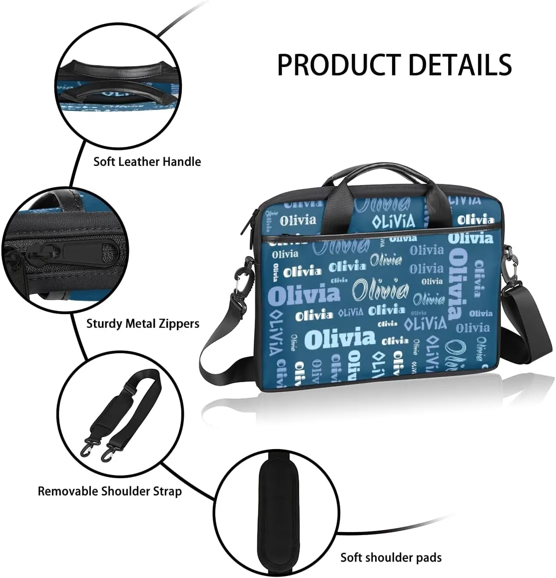 Custom Laptop Bag 15 Inch with Name Personalized Laptop Shoulder Bag Case Briefcases for Women Men Gifts