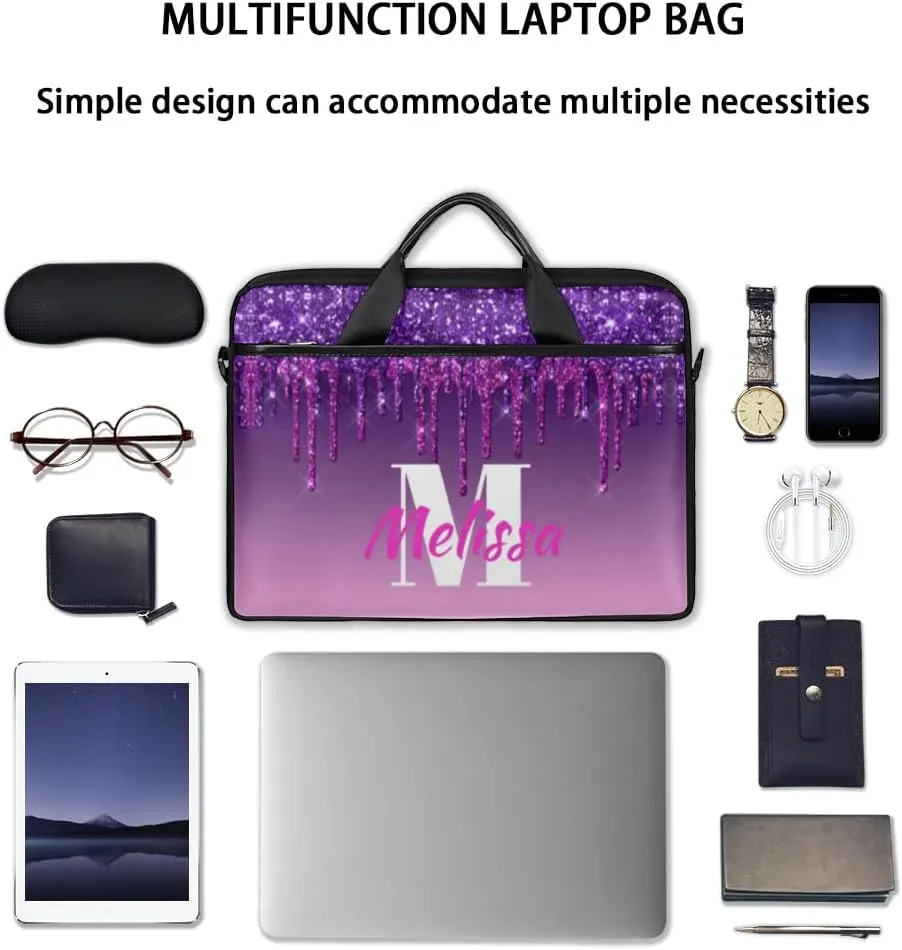 Custom Laptop Bag 15 Inch with Name Personalized Laptop Shoulder Bag for Women Men Gifts - Rainbow Dripping