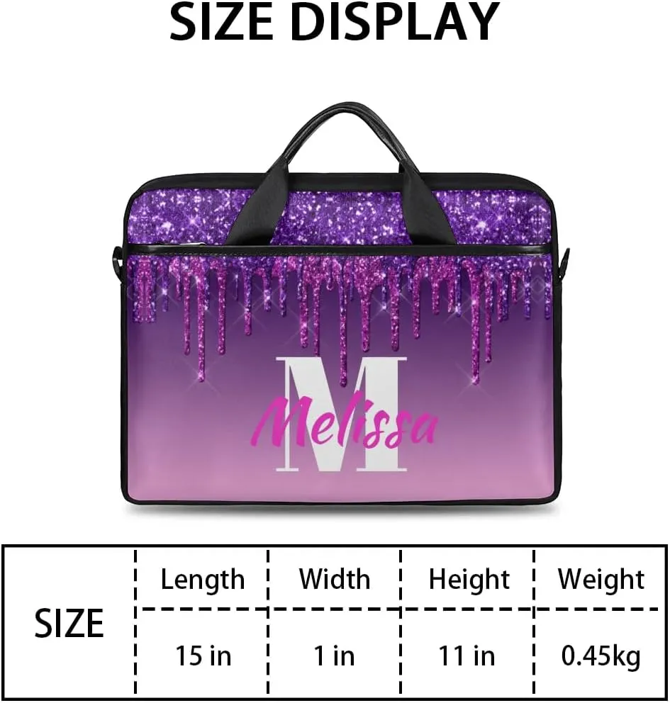 Custom Laptop Bag 15 Inch with Name Personalized Laptop Shoulder Bag for Women Men Gifts - Rainbow Dripping