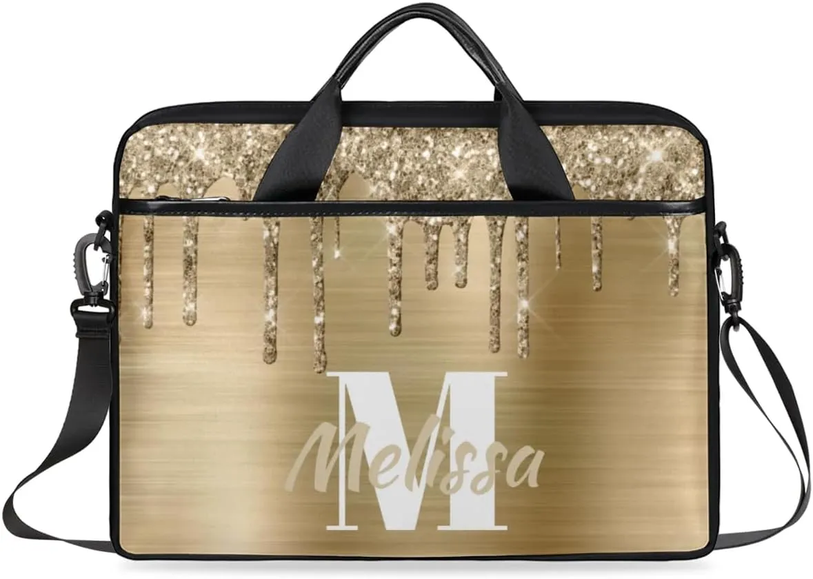 Custom Laptop Bag 15 Inch with Name Personalized Laptop Shoulder Bag for Women Men Gifts - Rainbow Dripping