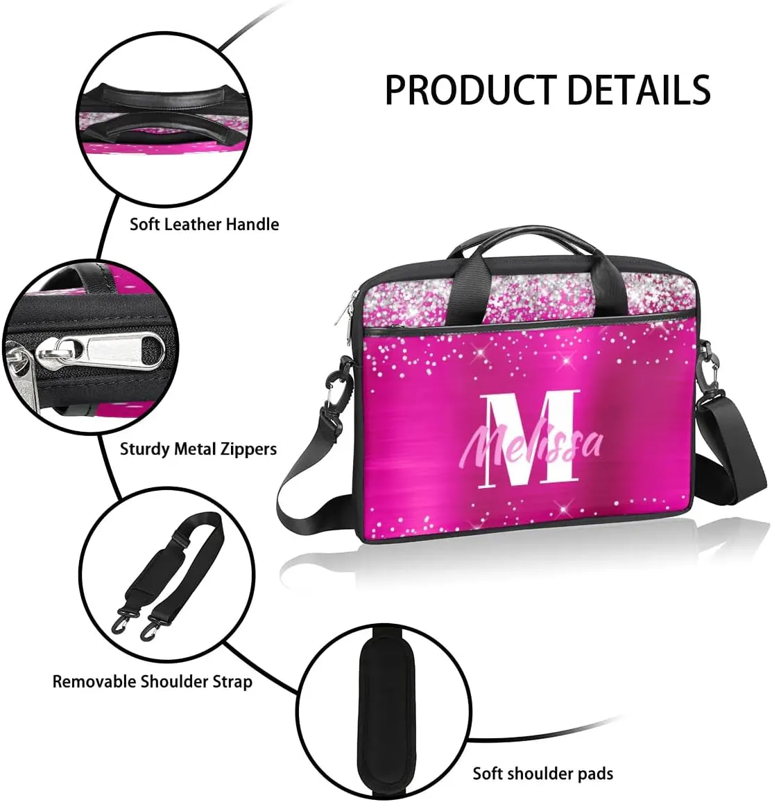 Custom Laptop Bag 15 Inch with Name Personalized Laptop Shoulder Bag for Women Men Gifts - Rainbow Dripping