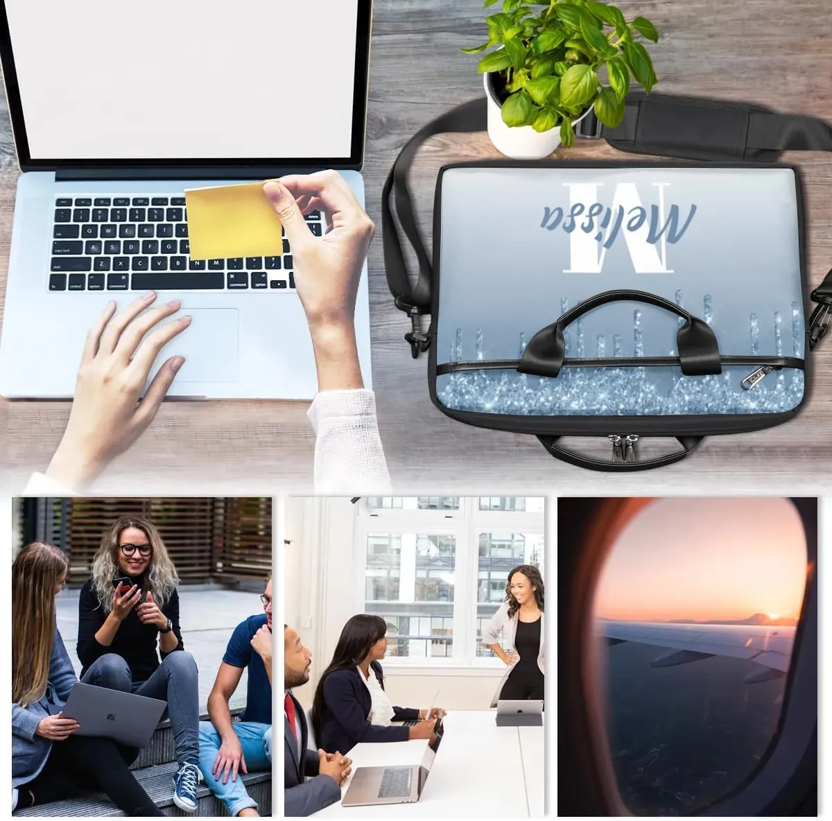 Custom Laptop Bag 15 Inch with Name Personalized Laptop Shoulder Bag for Women Men Gifts - Rainbow Dripping